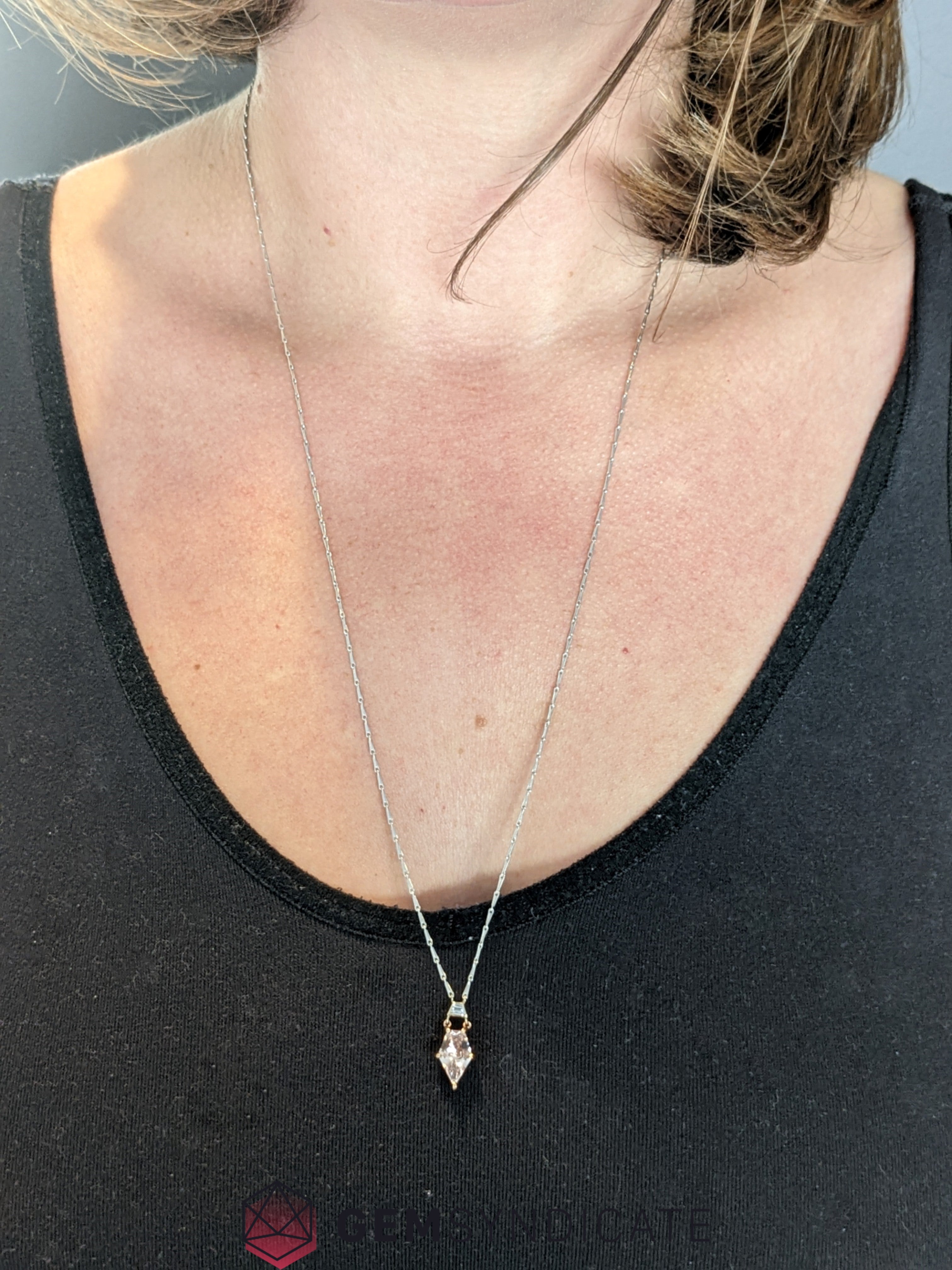 Fierce Peach Sapphire Necklace in 14k White and Rose Gold