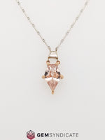 Load image into Gallery viewer, Fierce Peach Sapphire Necklace in 14k White and Rose Gold
