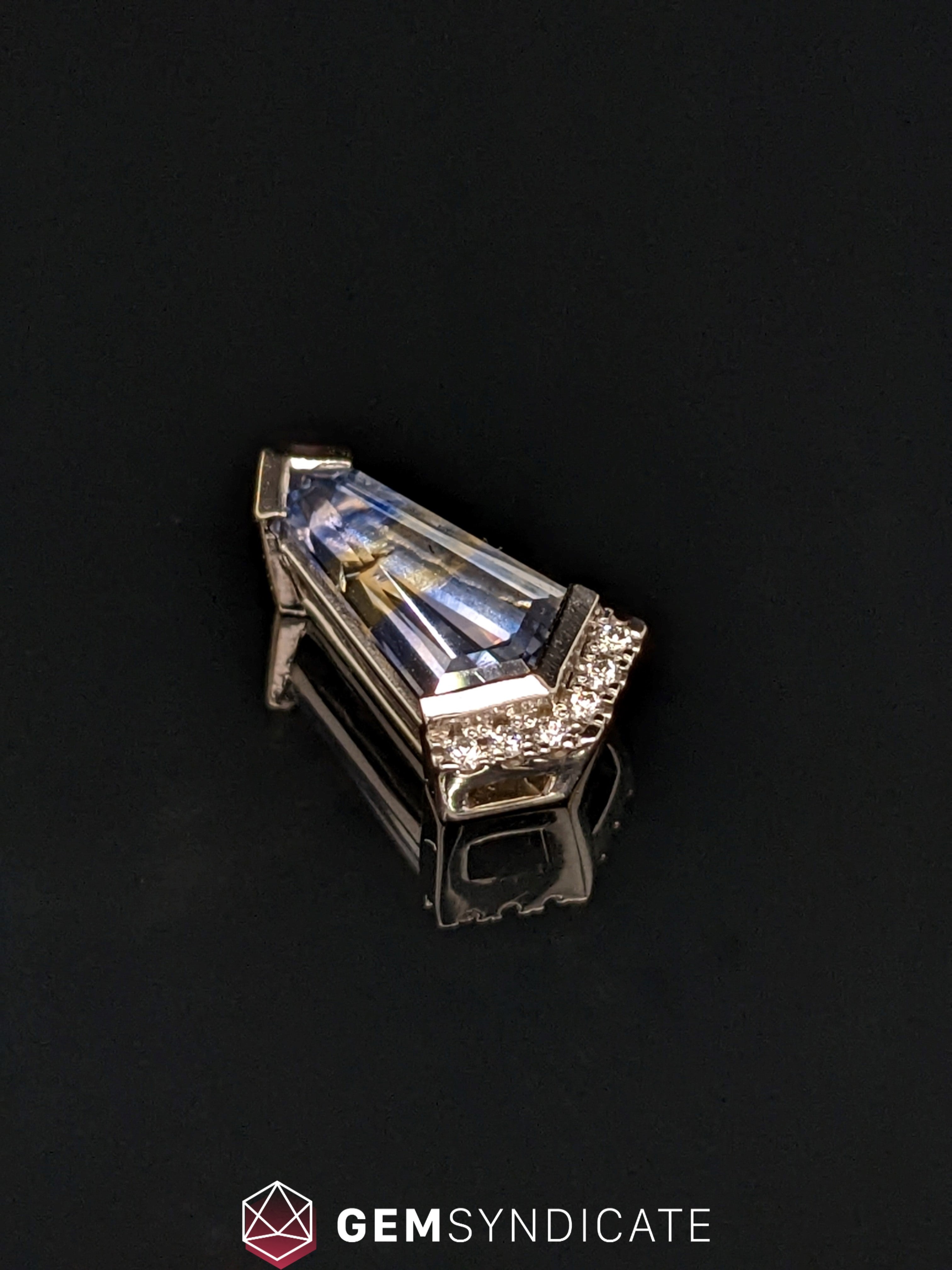 Unique Parti Sapphire Pendant in 14k White Gold
