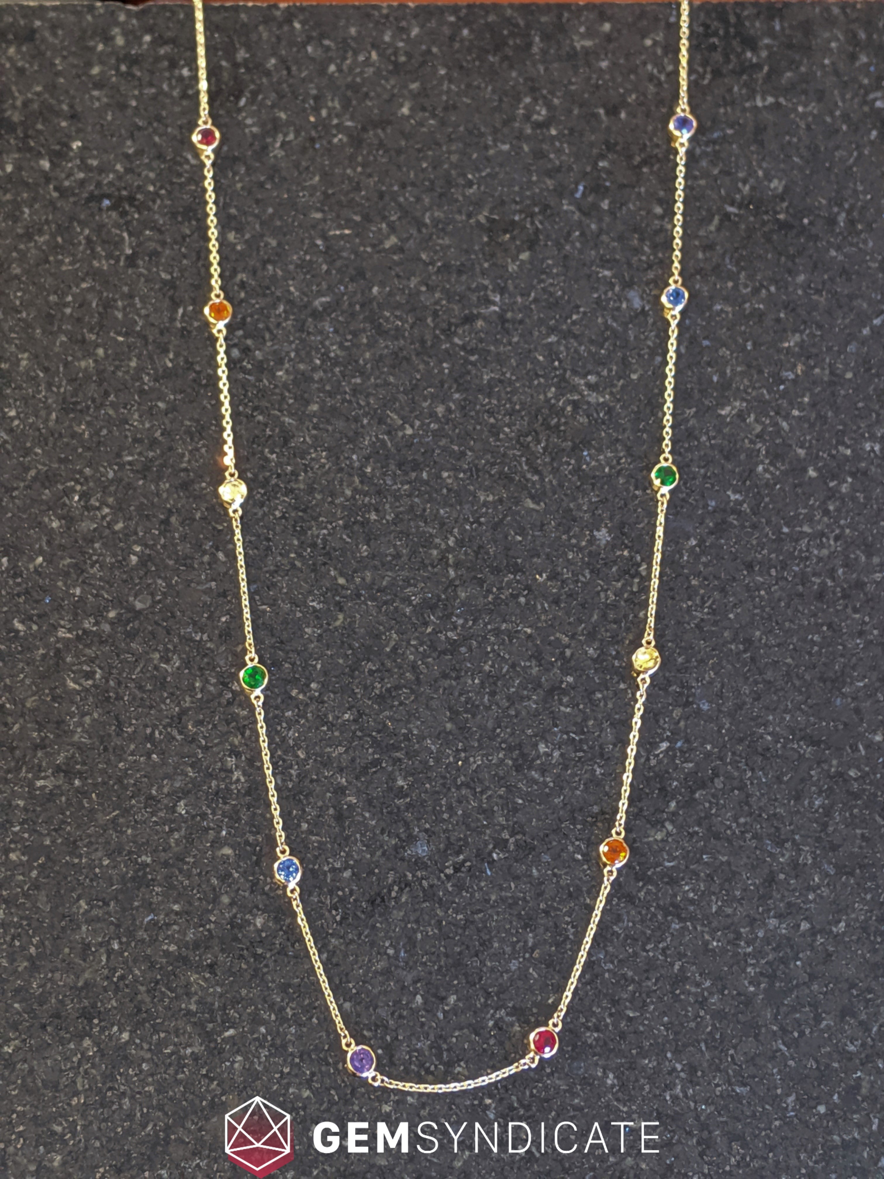 Modern Round Rainbow 'Diamonds by the Yard' Necklace in 14k Yellow Gold