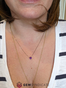 Graceful Amethyst Solitaire Necklace in 14k White Gold