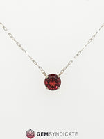 Load image into Gallery viewer, Fiery Garnet Solitaire Necklace in 14k White Gold

