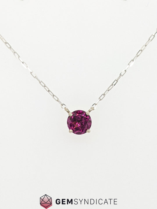 Passionate Rhodolite Solitaire Necklace in 14k White Gold