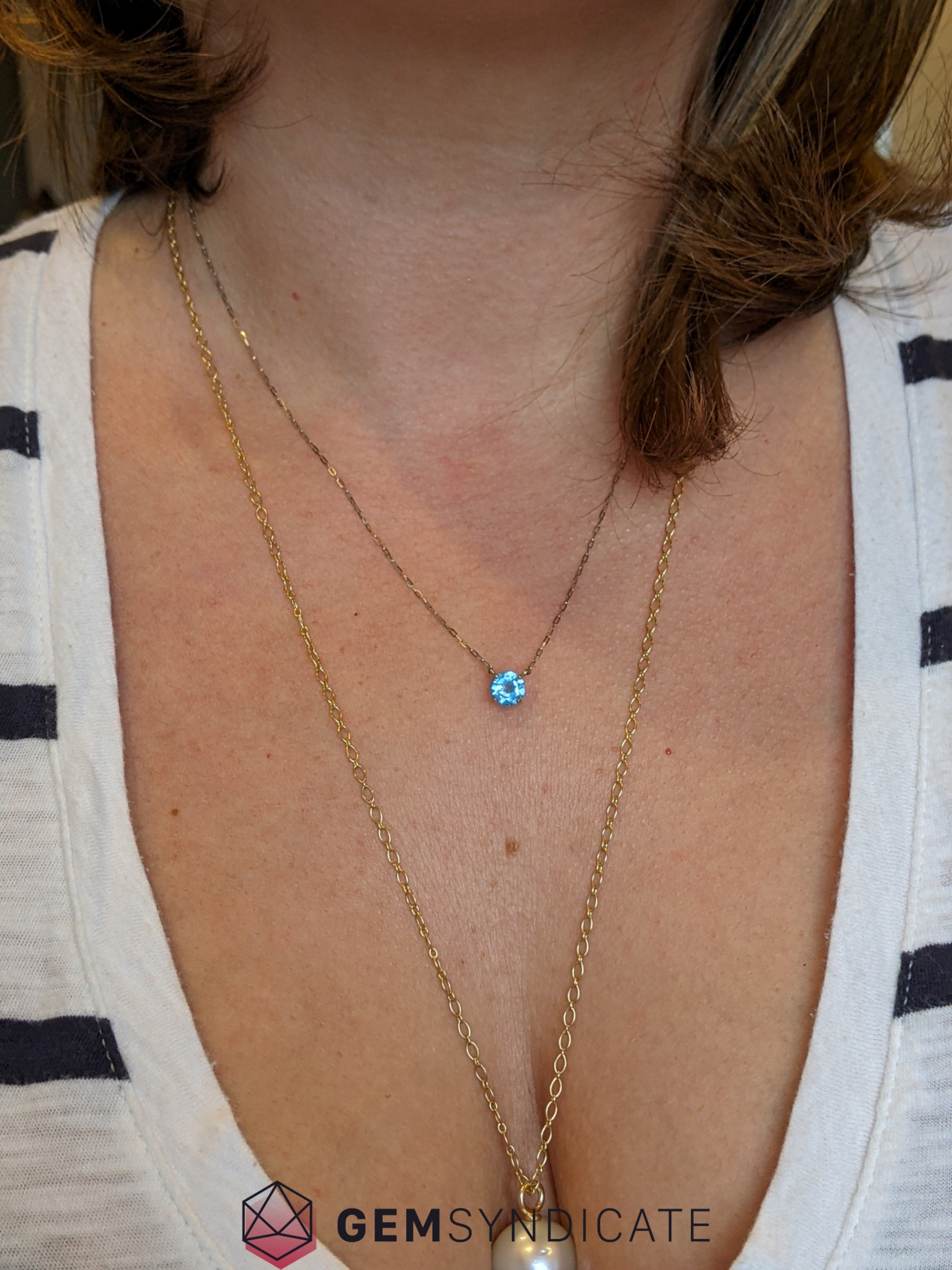 Magnificent Blue Topaz Solitaire Necklace in 14k White Gold