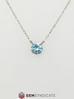 Load image into Gallery viewer, Electric Blue Zircon Solitaire Necklace in 14k White Gold
