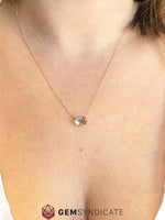 Load image into Gallery viewer, Graceful Oregon Sunstone Solitaire Necklace in 14k Rose Gold
