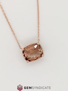Classic Cushion Oregon Sunstone Necklace in 14k Rose Gold