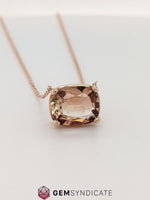 Load image into Gallery viewer, Classic Cushion Oregon Sunstone Necklace in 14k Rose Gold
