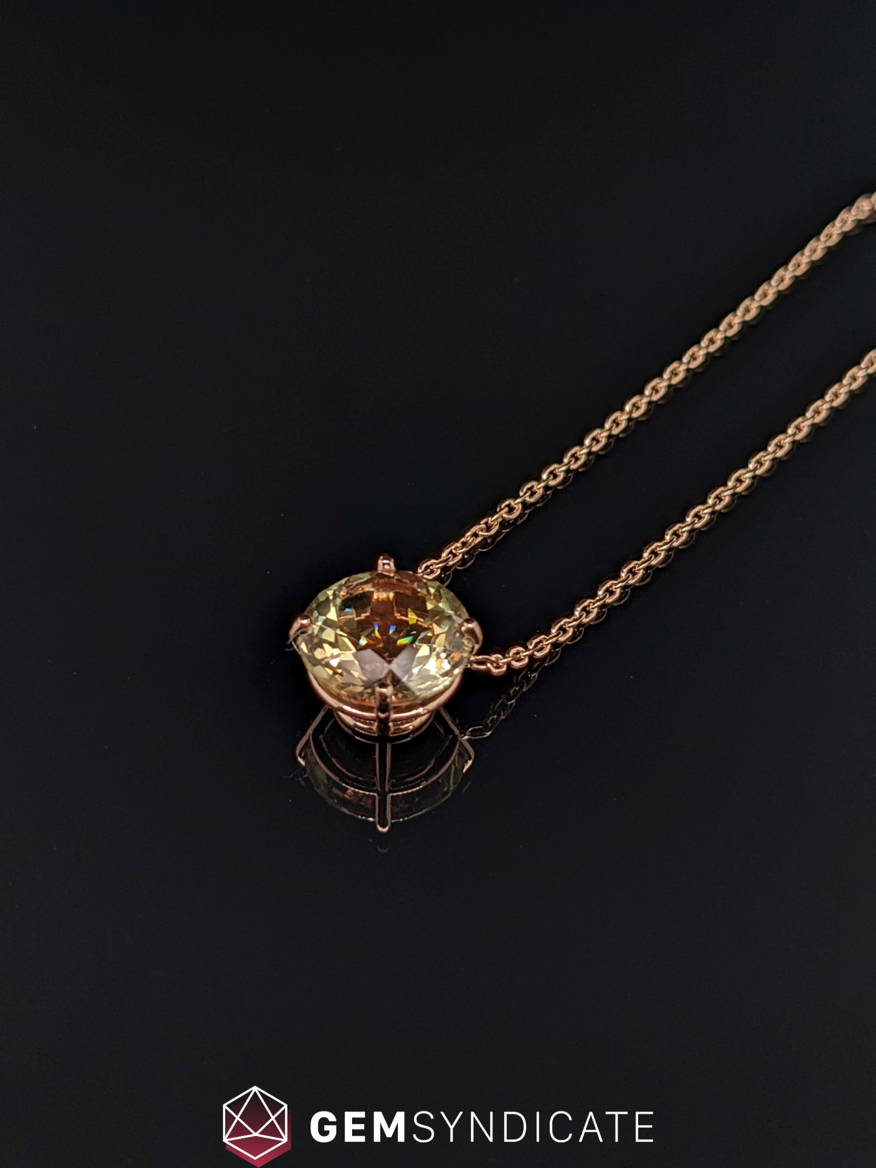 Sophisticated Peacock Oregon Sunstone Necklace in 14k Rose Gold