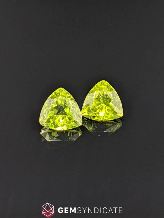 Enchanting Trillion Green Peridot Pair 4.22ctw