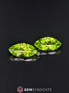 Wonderful Marquise Green Peridot Pair 6.23ctw