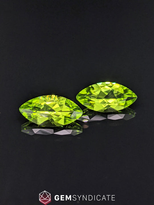 Wonderful Marquise Green Peridot Pair 6.23ctw