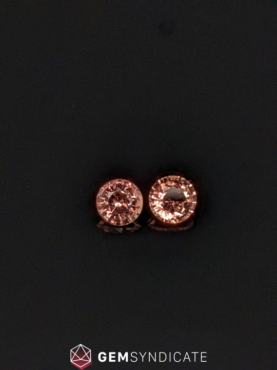 Dynamic Round Peach Sapphire Pair 0.84ctw