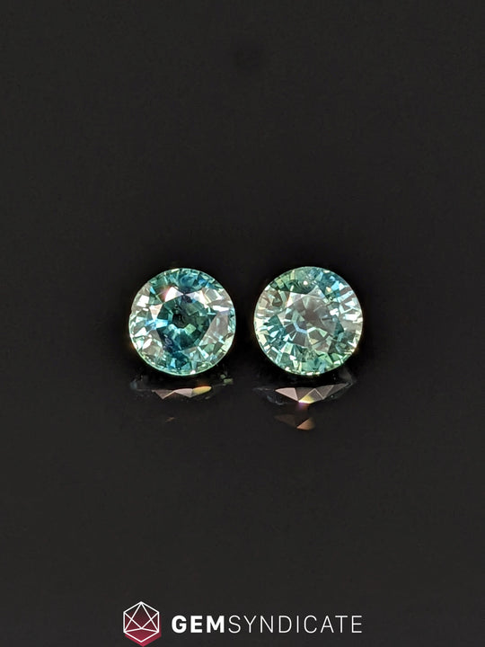 Exclusive Round Teal Sapphire Pair 2.52ctw