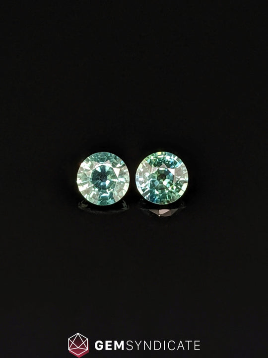 Pretty Round Teal Sapphire Pair 1.35ctw