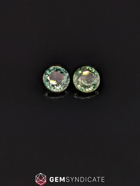 Celestial Round Teal Sapphire Pair 1.18ctw