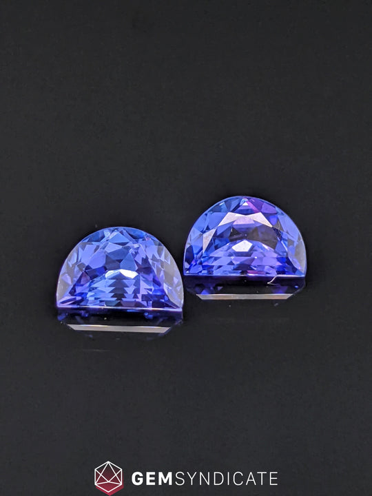 Divine Half Moon Bluish/Purple Tanzanite Pair 2.33ctw