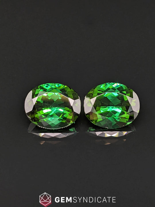 Luscious Oval Green Tourmaline Pair 7.34ctw