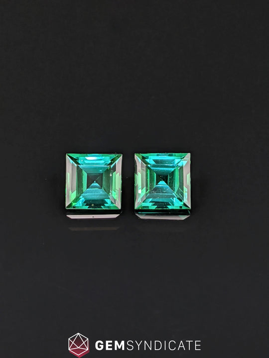 Regal Square Green Tourmaline Pair 2.97ctw