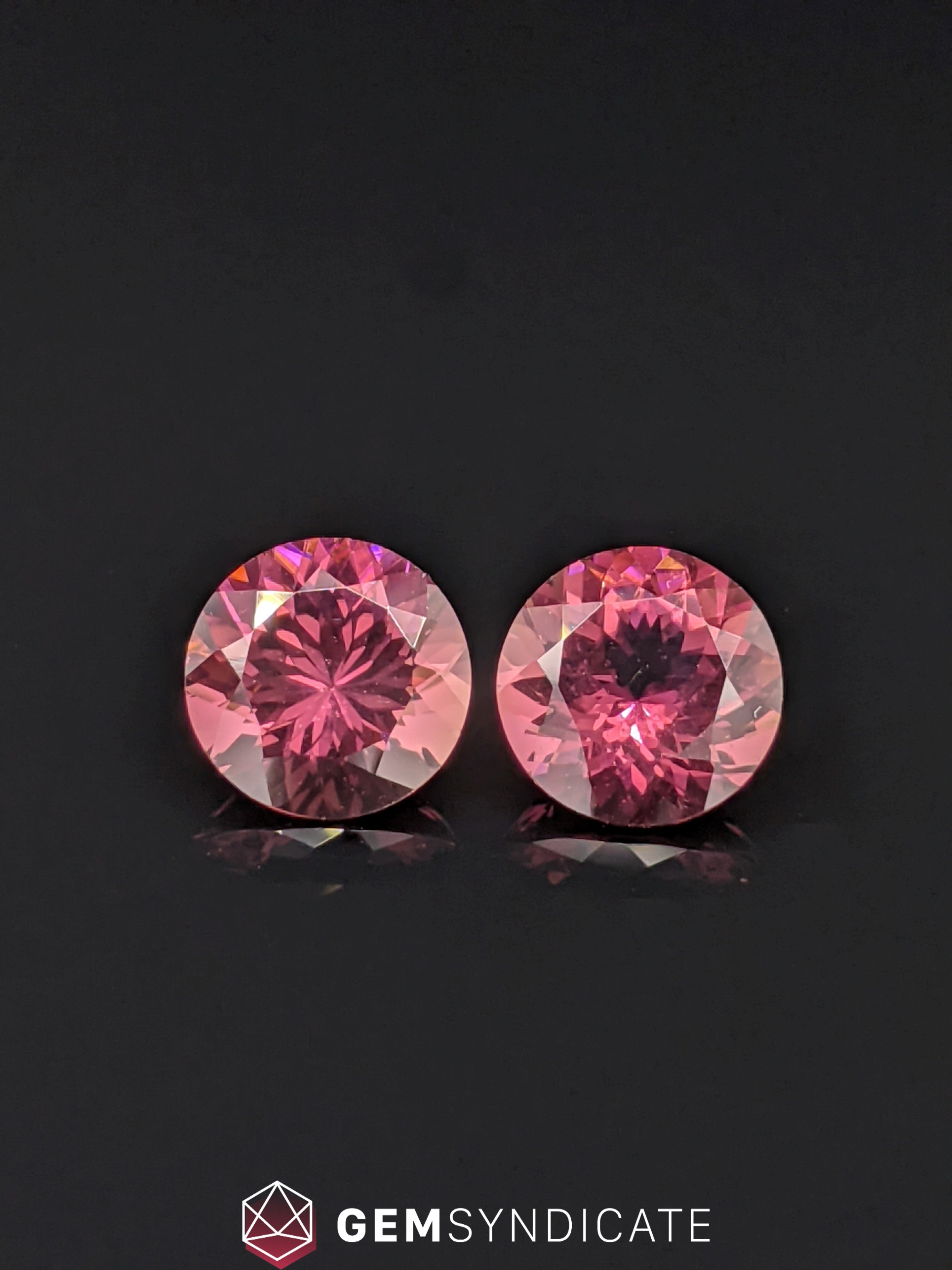 Lovely Round Pink Tourmaline Pair 3.31ctw