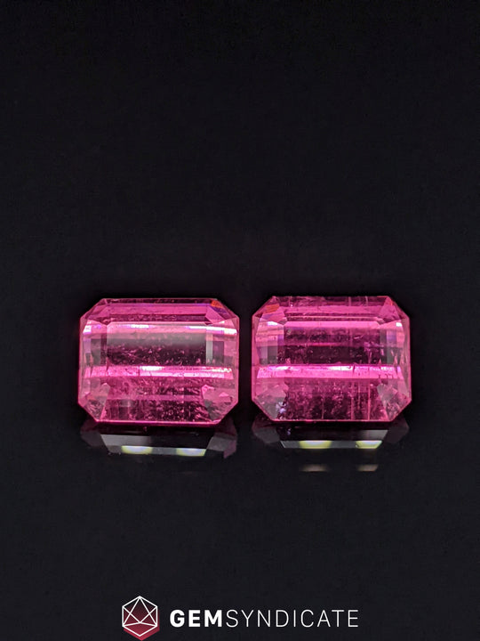 Wonderful Emerald Cut Pink Tourmaline Pair 8.09ctw