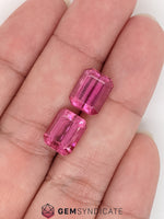 Load image into Gallery viewer, Wonderful Emerald Cut Pink Tourmaline Pair 8.09ctw
