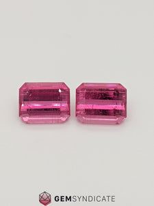 Wonderful Emerald Cut Pink Tourmaline Pair 8.09ctw