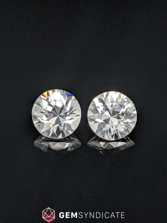 Bold Round White Zircon Pair 8.13ctw
