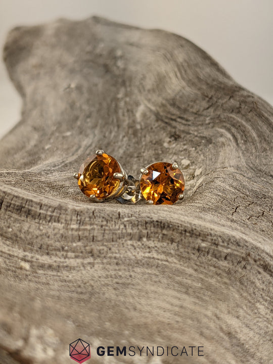 Enchanting Citrine Solitaire Stud Birthstone Earrings