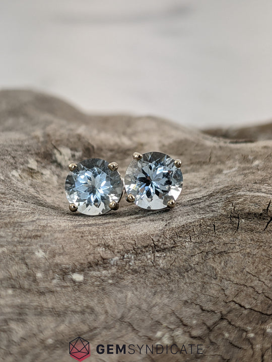Alluring Aquamarine Solitaire Stud Birthstone Earrings