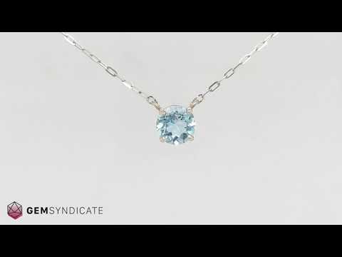 Breathtaking Aquamarine Solitaire Necklace in 14k White Gold