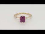 Load and play video in Gallery viewer, Enchanting Cushion Raspberry Sapphire in 14k Yellow Gold
