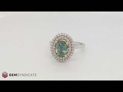 Breathtaking Montana Teal Sapphire Ring in 14k White/Yellow Gold