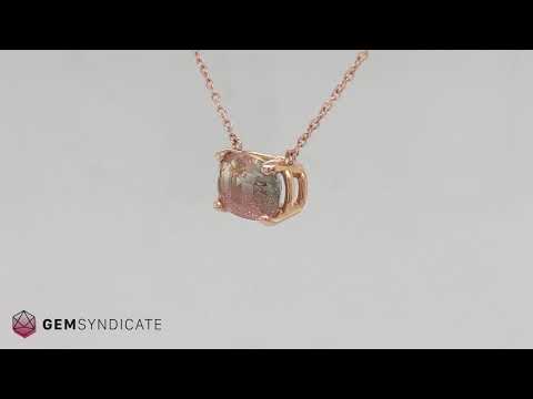 Graceful Oregon Sunstone Solitaire Necklace in 14k Rose Gold