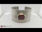 Load and play video in Gallery viewer, Bold Sunstone Cuff Bracelet in Sterling Silver
