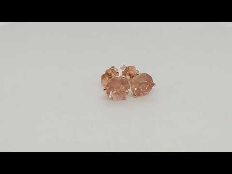 Glittery Round Oregon Sunstone Earrings in 14k Rose Gold