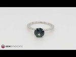 Load and play video in Gallery viewer, Astounding Round Teal Sapphire Ring in 14k White Gold
