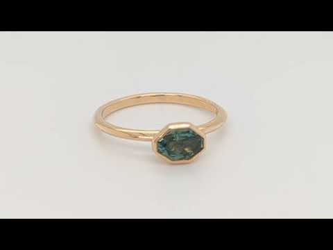 Charismatic Fancy Cut Teal Sapphire Ring in 14k Yellow Gold